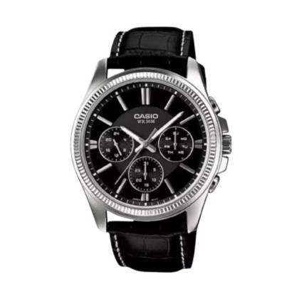 Casio General MTP-1375L-1AV Black Leather Band Men Watch